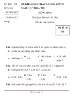 ĐỀ KHẢO SÁT CHẤT LƯỢNG LỚP 12 NĂM HỌC 2010-2011 MÔN SINH HỌC Mã đề thi 101 SỞ GD – ĐT SƠN LA pps