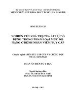 Nghiên cứu giá trị của áp lực ổ bụng trong phân loại mức độ nặng ở bệnh nhân viêm tụy cấp