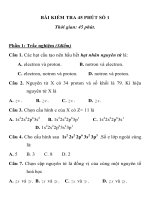 BÀI KIỂM TRA 45 PHÚT SỐ 1 MÔN HÓA HỌC LỚP 10 TRƯỜNG THPT YÊN THÀNH 3 pdf
