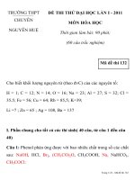 ĐỀ THI THỬ ĐẠI HỌC LẦN I - 2011 MÔN HÓA HỌC TRƯỜNG THPT CHUYÊN NGUYỄN HUỆ pps