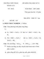 ĐỀ KIỂM TRA HỌC KỲ II MÔN HÓA HỌC TRƯỜNG THPT PHAN ĐĂNG LƯU pdf