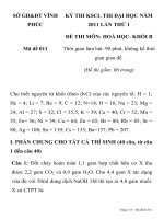 KỲ THI KSCL THI ĐẠI HỌC NĂM 2011 LẦN THỨ 1 ĐỀ THI MÔN: HOÁ HỌC Mã đề 010 SỞ GD&ĐT VĨNH PHÚC ppt