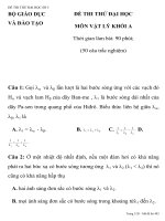ĐỀ THI THỬ ĐẠI HỌC MÔN VẬT LÝ SỐ 5 BỘ GIÁO DỤC VÀ ĐÀO TẠO pdf