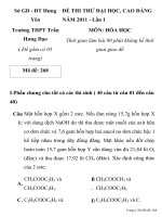 ĐỀ THI THỬ ĐẠI HỌC, CAO ĐẲNG NĂM 2011 - Lần 1 MÔN: HÓA HỌC Sở GD - ĐT Hưng Yên Trường THPT Trần Hưng Đạo pps