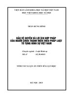 tóm tắt luân án tiến sĩ bảo vệ quyền và lợi ích hợp pháp của người chưa thành niên theo pháp luật tố tụng hình sự việt nam