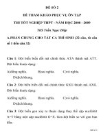 ĐỀ ÔN TẬP THI TỐT NGHIỆP MÔN SINH HỌC THPT ĐỀ SỐ 2 NĂM HỌC 2008 -2009 doc