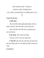 Giáo án hóa học lớp 11 nâng cao - BÀI 61. AXIT CACBOXYLIC TÍNH CHẤT HOÁ HỌC, ĐIỀU CHẾ VÀ ỨNG DỤNG doc