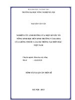 tóm tắt luận án tiến sĩ nghiên cứu ảnh hưởng của một số yếu tố nông sinh học đến sinh trưởng và ra hoa của giống thuốc lá k.326 trồng tại miền bắc việt nam