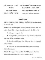 ĐỀ THI THỬ ĐẠI HỌC, CAO ĐẲNG LẦN I NĂM 2009 Môn: SINH HỌC SỞ GD & ĐT TP. ĐÀ NẴNG TRƯỜNG THPT PHAN CHÂU TRINH pptx