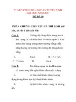 TUYỂN CHỌN ĐỀ - ĐÁP ÁN TUYỂN SINH ĐẠI HỌC NĂM 2011 ĐỀ SỐ 10 MÔN VẬT LÝ docx