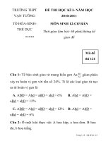 TRƯỜNG THPT VẠN TƯỜNG TỔ HÓA-SINHTHỂ DỤC ***** ĐỀ THI HỌC KÌ I- NĂM HỌC doc