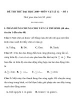 ĐỀ THI THỬ ĐẠI HỌC 2009 MÔN VẬT LÝ ĐỀ SỐ 1 docx