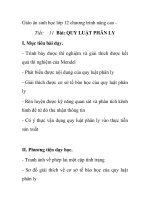 Giáo án sinh học lớp 12 chương trình nâng cao - Tiết: 11 Bài: QUY LUẬT PHÂN LY pot