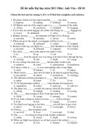 Đề thi mẫu Đại học năm 2011 Môn: Anh Văn – Đề 01 pot