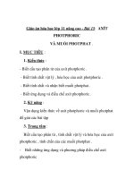 Giáo án hóa học lớp 11 nâng cao - Bài 15: AXÍT PHOTPHORIC VÀ MUỐI PHOTPHAT pps