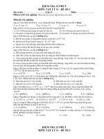 KIỂM TRA 15 PHÚT MÔN: VẬT LÝ 11 - ĐỀ SỐ 1 pdf