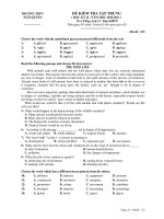 ĐỀ KIỂM TRA TẬP TRUNG ( HỌC KỲ II - NĂM HỌC 2010-2011 ) Môn:Tiếng Anh 12 - Mã đề : 132 pot