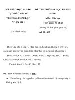 ĐỀ THI THỬ ĐẠI HỌC THÁNG 4-2011 MÔN HÓA HỌC mã đề: 002 SỞ GIÁO DỤC & ĐÀO TẠO BẮC GIANG TRƯỜNG THPT LỤC NGẠN SỐ 1 potx