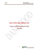 BẢN CÔNG bố THÔNG TIN công ty cổ phần lương thực đà nẵng năm 2010