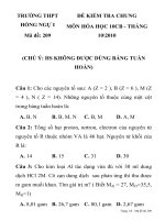 ĐỀ KIỂM TRA CHUNG MÔN HÓA HỌC 10CB MÃ ĐỀ 209 TRƯỜNG THPT HỒNG NGỰ I doc