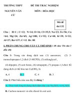 ĐỀ THI TRẮC NGHIỆM MÔN : HÓA HỌC Mã đề thi 132 TRƯỜNG THPT NGUYỄN VĂN CỪ docx