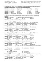 ĐỀ THAM KHẢO ÔN THI TỐT NGHIỆP THPT 2011 MÔN: TIẾNG ANH 12 potx