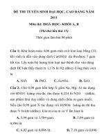 ĐỀ THI TUYỂN SINH ĐẠI HỌC, CAO ĐẲNG NĂM 2011 Môn thi: HOÁ HỌC Thi thử lần thứ 15 pptx