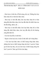 Ôn thi hóa học lớp 9 - BÀI 15: TÍNH CHẤT VẬT LÍ CỦA KIM LOẠI pps