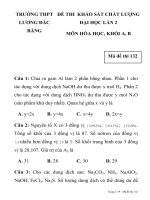 ĐỀ THI KHẢO SÁT CHẤT LƯỢNG ĐẠI HỌC LẦN 2 MÔN HÓA HỌC MÃ ĐỀ 132 TRƯỜNG THPT LƯƠNG ĐẮC BẰNG pot