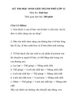 KỲ THI HỌC SINH GIỎI THÀNH PHỐ LỚP 12 Môn thi: Sinh học ppsx