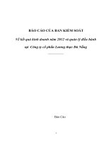 BÁO cáo của BAN KIỂM SOÁT về kết quả kinh doanh năm 2012 và quản lý điều hành tại công ty cổ phần lương thực đà nẵng