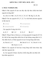KIỂM TRA 1 TIẾT HÓA HỌC LỚP 10 CĂN BẢN MÃ ĐỀ 002 TRƯỜNG THPT BẮC YÊN THÀNH pps