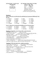 KỲ THI HỌC SINH GIỎI CẤP TỈNH Năm học 2010 - 2011 Môn thi : Tiếng Anh doc