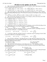 Đề kiểm tra trắc nghiệm con lắc đơn - Trường thpt Nam Trực doc