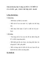 Giáo án hóa học lớp 11 nâng cao - BÀI 4: SƯ ĐIÊN LI CUA NƯỚC ; pH ; CHẤT CHỈ THỊ AXIT - BAZƠ docx