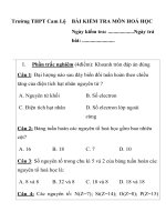 BÀI KIỂM TRA MÔN HOÁ HỌC Trường THPT Cam Lộ potx