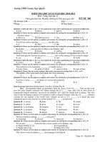 KIỂM TRA HỌC KỲ II NĂM HỌC:2010-2011 Môn: Tiếng Anh- MÃ ĐỀ: 308 pot