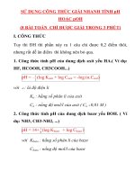 CHÌA KHÓA VÀNG LUYỆN THI MÔN HÓA HỌC PHẦN II SỬ DỤNG CÔNG THỨC GIẢI NHANH TÍNH pH HOẶC pOH pot