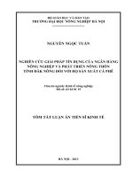 tóm tắt luận án tiến sĩ nghiên cứu giải pháp tín dụng của ngân hàng nông nghiệp và phát triển nông thôn tỉnh đăk nông đối với hộ sản xuất cà phê