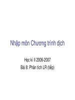 Nhập môn Chương trình dịch - Bài 8 ppt