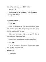 Giáo án Vật lý 12 nâng cao - TIẾT 73-B: CỦNG CỐ HIỆN TƯỢNG QUANG ĐIỆN VÀ CÁC ĐỊNH LUẬT QUANG ĐIỆN pdf