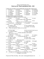 Mock test for final examination 2010 – 2011 pps