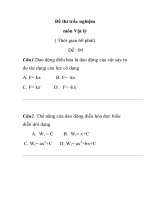 Đề thi trắc nghiệm môn Vật lý Đề 09 ppt