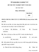 ĐỀ THI THỬ TỐT NGHIỆP THPT NĂM 2011 Môn: SINH HỌC Mã đề thi 658 BỘ GIÁO DỤC VÀ ĐÀO TẠO ppt