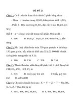 ĐỀ THI TRẮC NGHIỆM LUYỆN THI CĐ, ĐH MÔN HÓA HỌC ĐỀ SỐ 21 ppsx
