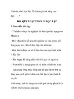 Giáo án sinh học lớp 12 chương trình nâng cao - Tiết: 12Bài: QUY LUẬT PHÂN LI ĐỘC LẬP pot
