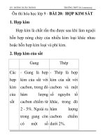 Ôn thi hóa học lớp 9 - BÀI 20: HỢP KIM SẮT ppsx