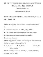 ĐỀ THI TUYỂN SINH ĐẠI HỌC, CAO ĐẲNG MÔN HÓA HỌC NĂM 2011 Thi thử lần thứ 11 pot