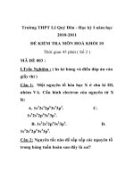 ĐỀ KIỂM TRA MÔN HOÁ HỌC MÃ ĐỀ 003 Trường THPT Lê Quý Đôn pot