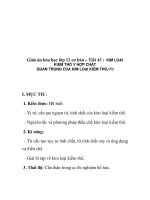 Giáo án hóa học lớp 12 cơ bản – Tiết 43 : KIM LOẠI KIỀM THỔ V HỢP CHẤT QUAN TRỌNG CỦA KIM LOẠI KIỀM THỔ(T1) pptx